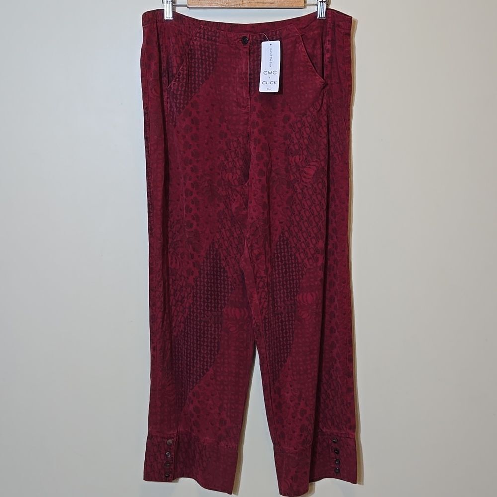 Vintage Click‎ by Color Me Cotton Capri Pants Size XL Red Tencel Rayon Artisan